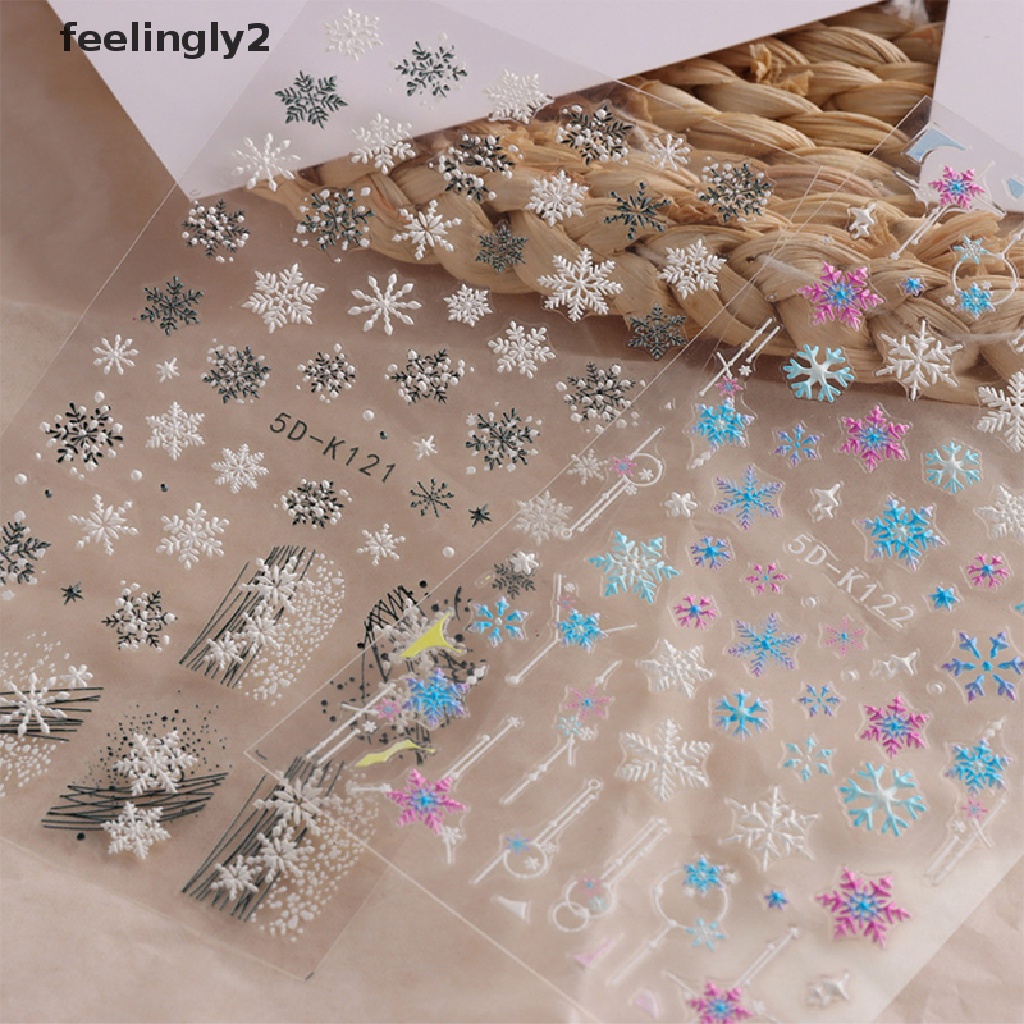 Miếng Dán Trang Trí Móng Tay Tự Dính Họa Tiết Bông Tuyết 5D DIY