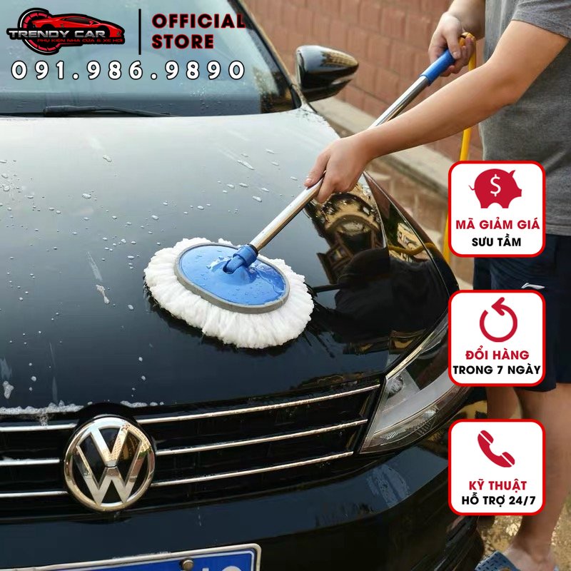 Chổi rửa xe 2 trong 1 kèm vòi nước đa năng tiện lợi hàng tốt bền bỉ tạo bọt, cây lau xe xịt nước | Ô tô Trendy Car