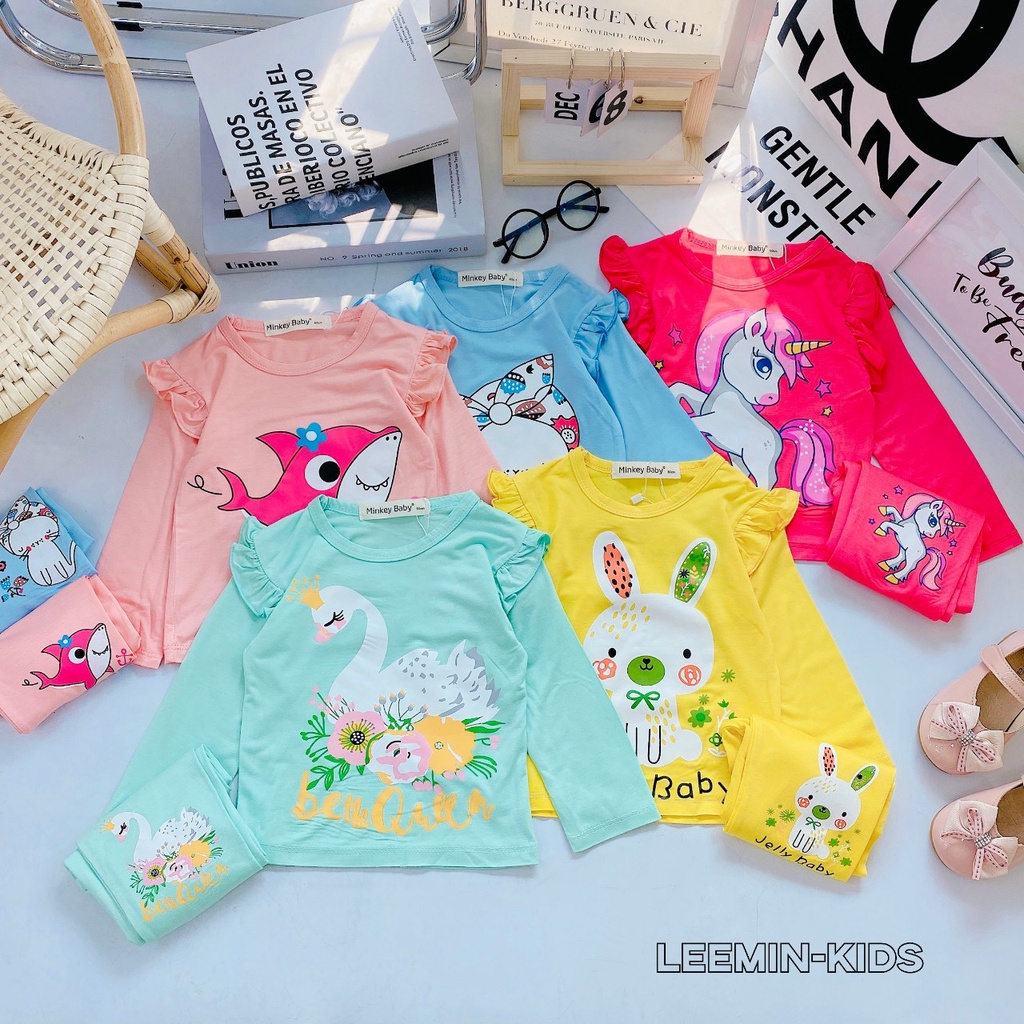 Quần áo đồ bộ trẻ em đồ bộ ngủ bé gái tay dài cánh tiên