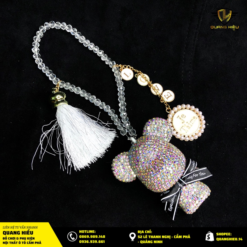 Bộ 4 Gấu Đính đá trang trí ô tô  đẹp cao cấp thơm xe