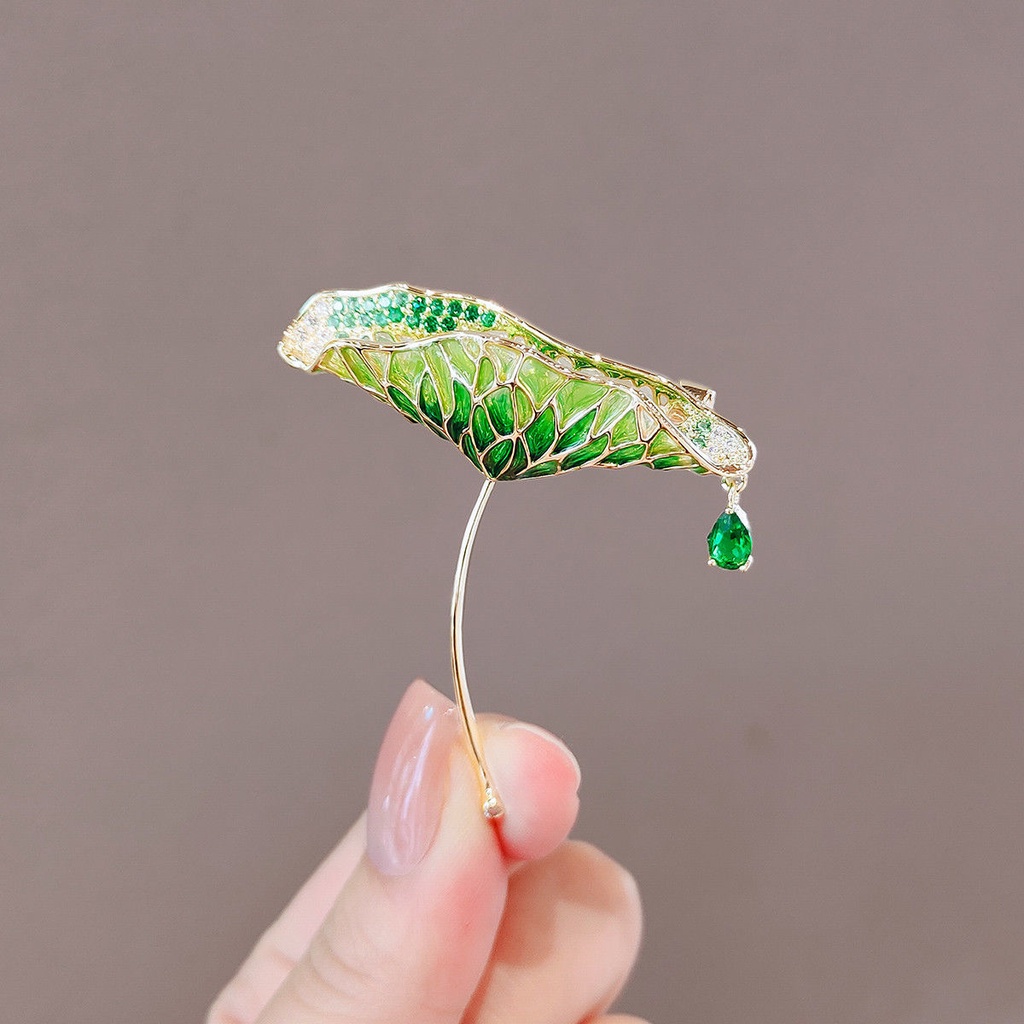 Ghim Cài Áo Hình Lá Sen Bằng Kim Loại Cao Cấp Phong Cách Dân Tộc Dành Cho Nữ