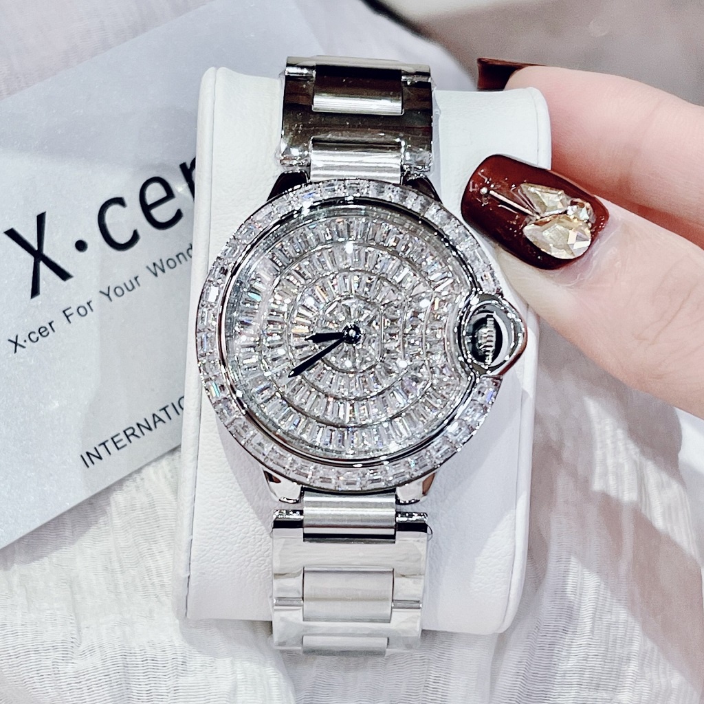 Đồng Hồ Nữ X-cer B0605 Mặt Đính Đá Silver 36mm