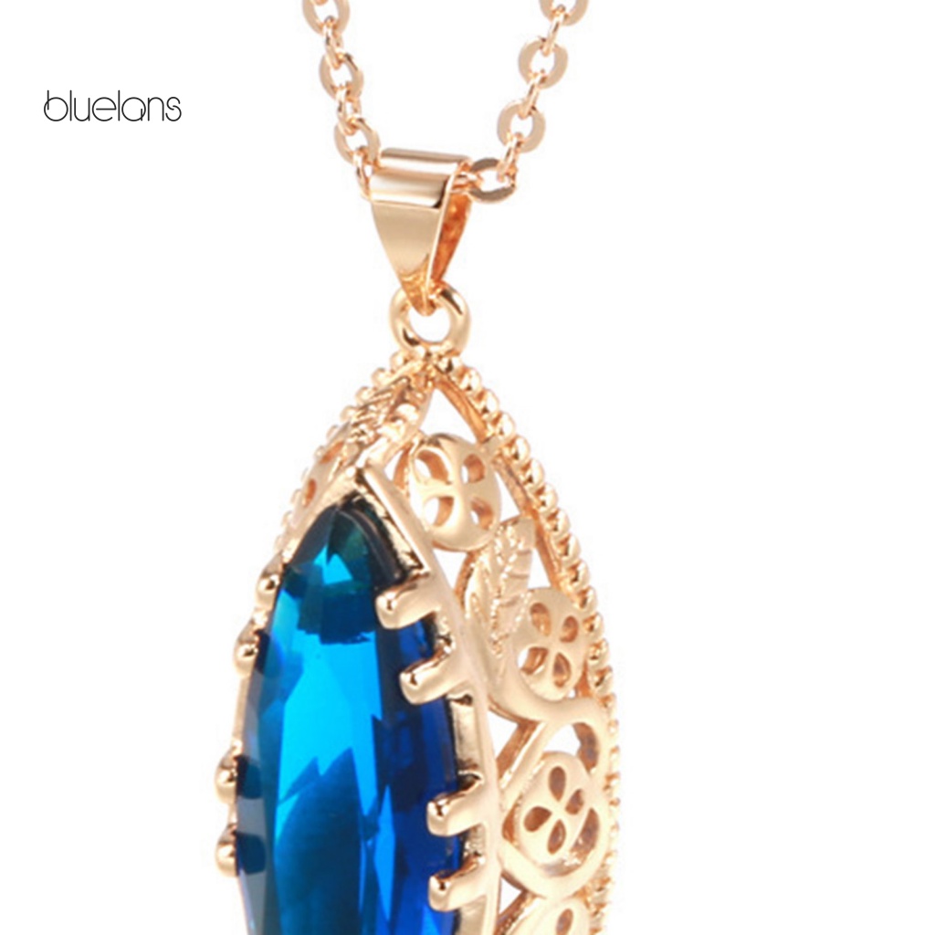 1 Bộ Vòng cổ + Bông Tai Đính Đá Nhân Tạo Hình Giọt Nước Mạ Điện Phong Cách Cổ Điển Thời Trang Cho Nữ