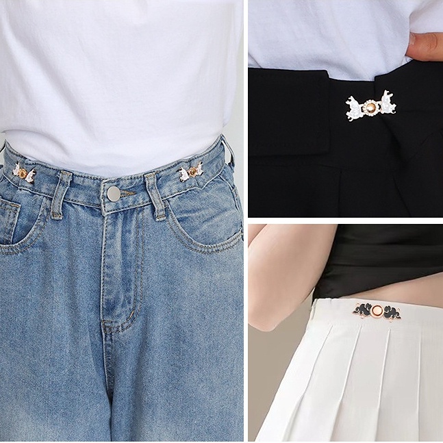 1 Cặp Nút Thắt Lưng Bằng Kim Loại Hình Thỏ Dễ Thương Có Thể Tháo Rời Không Cần Đóng Đinh Tán DIY