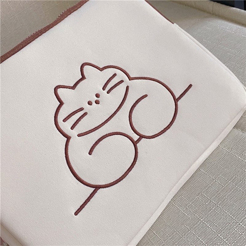 Túi Đựng Laptop / Máy Tính Bảng Thêu Hình Động Vật Dễ Thương Phong Cách Hàn Quốc Cho 10 11 13 inches