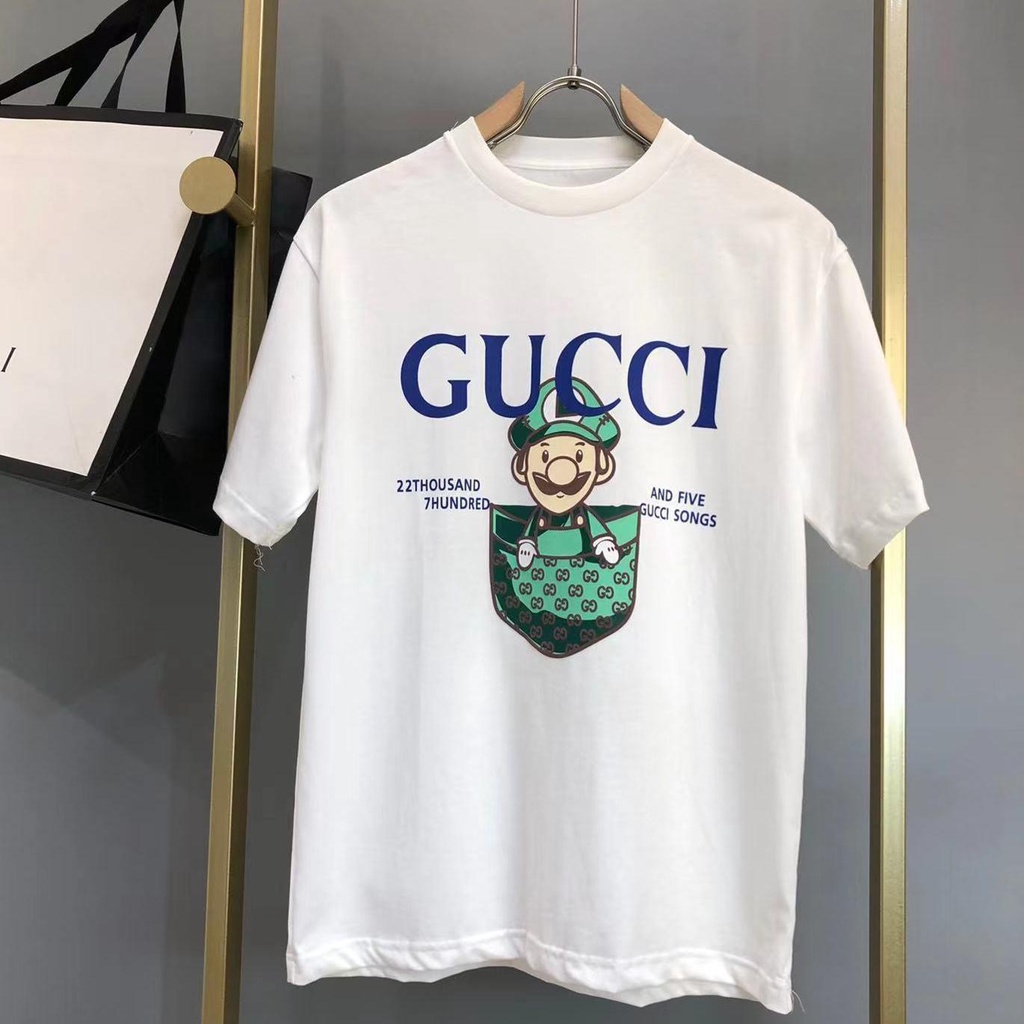 GUCCI Hàng Mới Về Áo Thun Tay Ngắn In Họa Tiết Hoạt Hình Phong Cách Đường Phố Đơn Giản Thời Trang Cho Nam Và Nữ