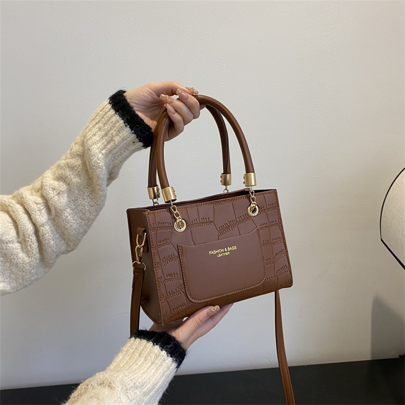 Túi Đeo Vai Sức Chứa Lớn Họa Tiết Vân Đá Phong Cách Hong Kong Cổ Điển Thời Trang Cho Nữ