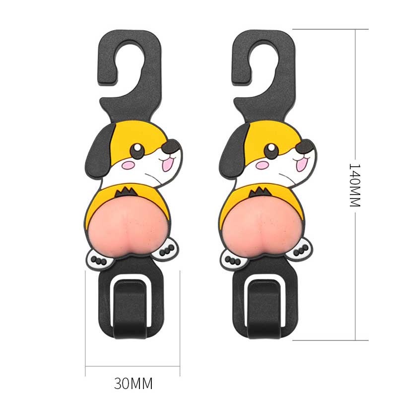 Bộ 2 Móc Treo Đồ Gắn Ghế Ngồi Xe Hơi Hình Mông Động Vật 3D Mềm Mại Đa Năng Tiện Dụng