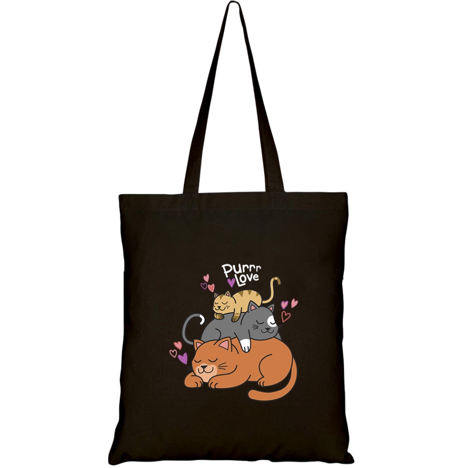Túi Tote GINKO Vải Canvas có dây kéo khóa (có túi con) in hình amor felino HT96