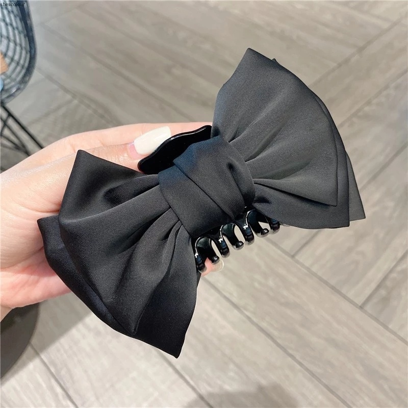 Kẹp Tóc Nơ Lớn Hai Mặt Phong Cách Hàn Quốc Ngọt Ngào Cổ Điển