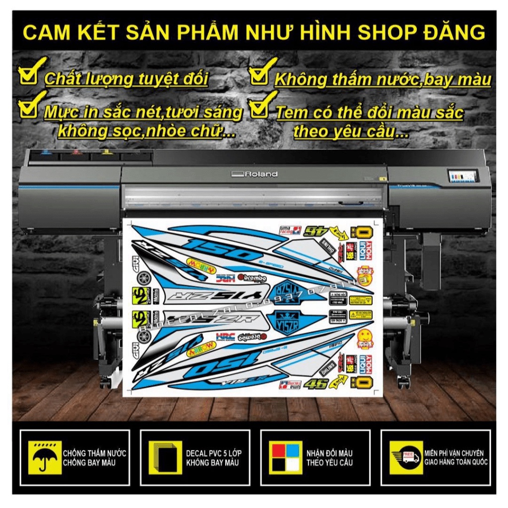{SÀI GÒN-FREE SHIP] TEM RỜI EXCITER 150 Y15ZR PHỐI XANH NGỌC