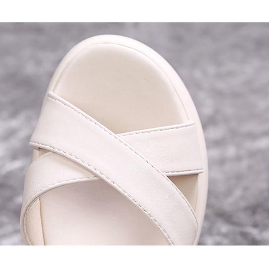 Sandal Hở Ngón Đế Dày 7cm Phối Khóa Kéo Sau Lưng Phong Cách Roman Cho Nữ
