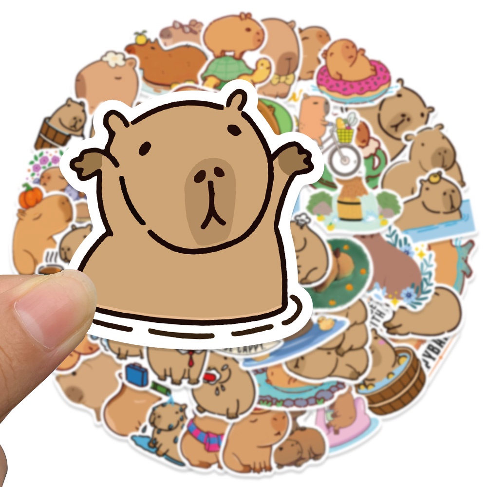 Bộ 50 Miếng Dán Capybara Dễ Thương Trang Trí Sổ Tay Ghi Ta / Sổ Tay / Nhật Ký / Quà Tặng Sinh Nhật Cho Bé Trai / Bé Gái