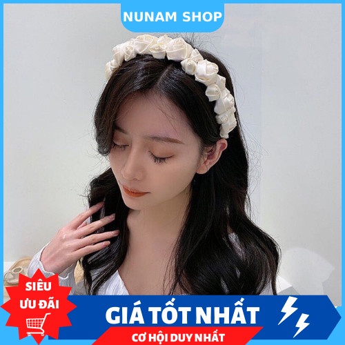 Băng đô cài tóc kết h.oa hồng từ vải sắc xảo phong cách nà.ng thơ cài tóc đính hoa, dễ thương hàn quốc nunam shop