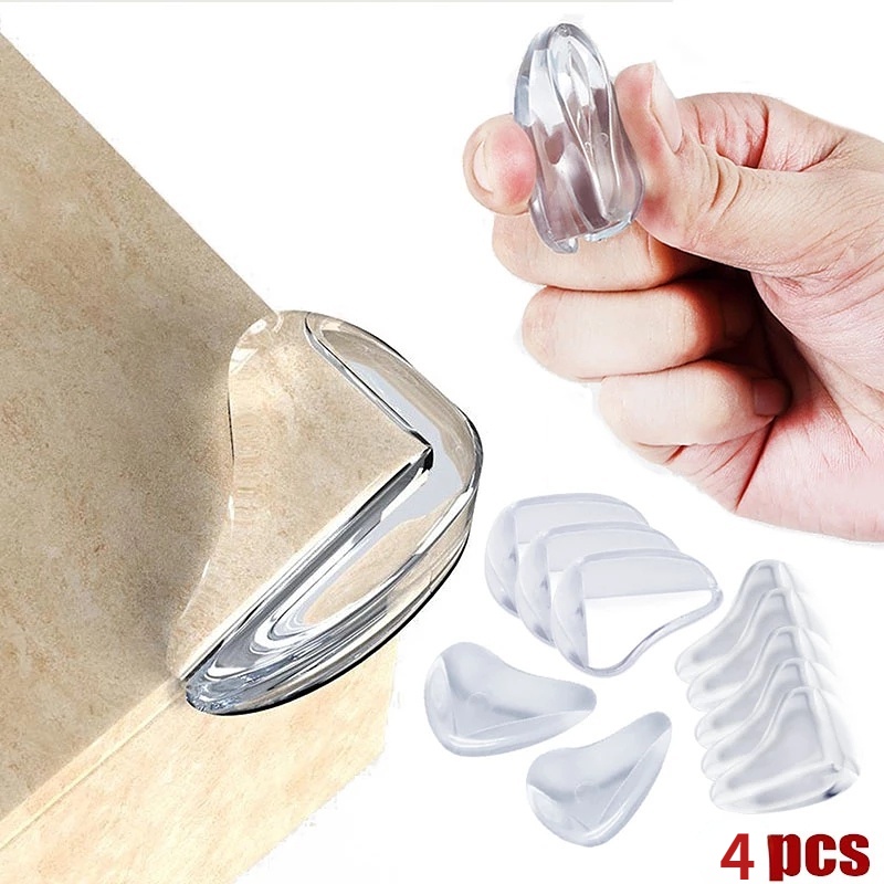 Bộ 4 Miếng Bọc Cạnh Bàn Chống Va Chạm Bằng Silicon Trong Suốt Bảo Vệ An Toàn Cho Bé