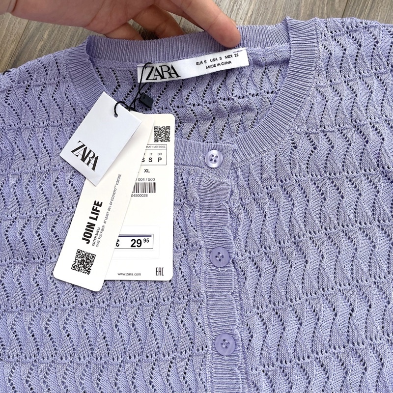 Áo cardigan dệt kim tím dáng croptop