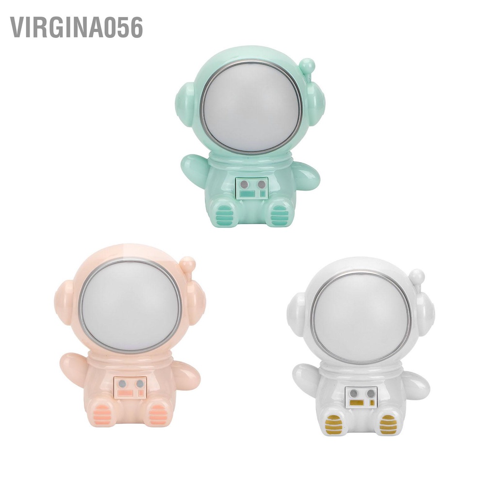 Virgina056 Đèn ngủ 3 chế độ LED Đầy màu sắc dễ thương Xuất hiện Phi hành gia Cổng USB Đầu giường cho Phòng Ký túc xá
