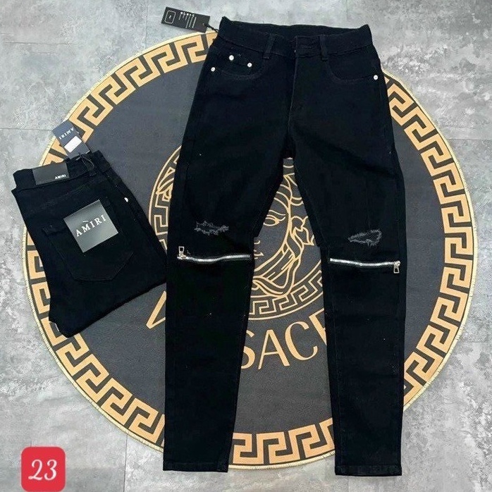 Quần jean nam rách gối khóa kéo chất bò co dãn 4 chiều mẫu mới chuẩn shop quần bò nam PTZ011A