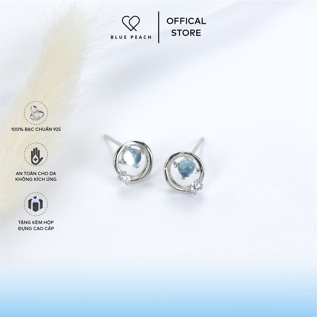 Khuyên Tai Bạc Blue Peach Đại Dương Xanh KT617