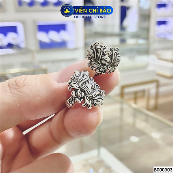 Bông tai bạc nữ hoa sen cổ điển chất liệu bạc Thái 925 thời trang phụ kiện trang sức Viễn Chí Bảo B000303