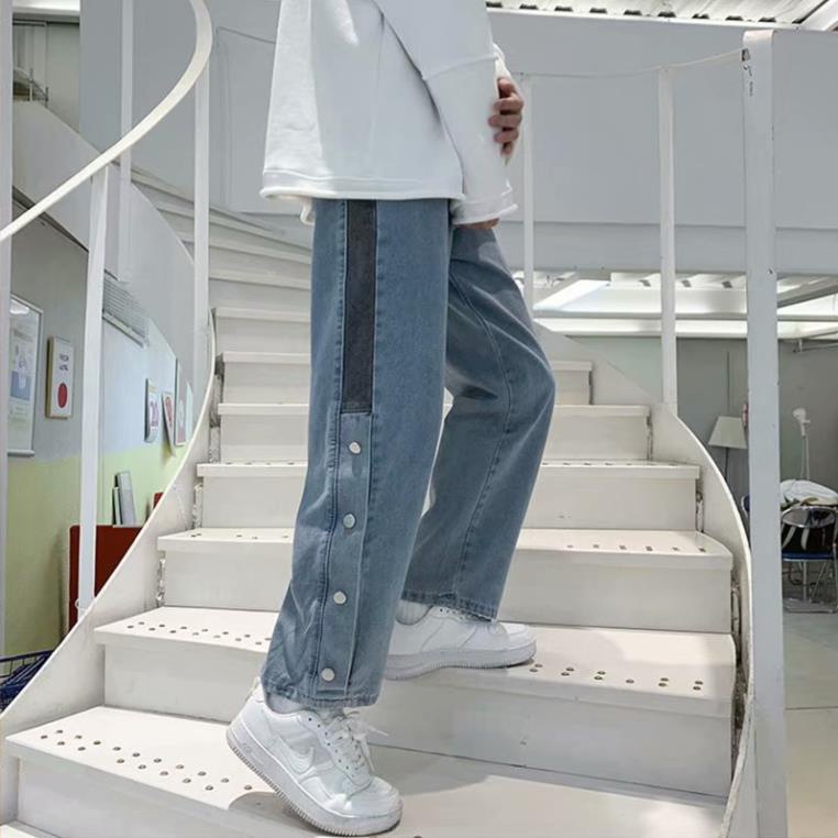 Quần jean dài dáng rộng ống suông phong cách Hàn Quốc cho nam 2022thời trang simple unisex jean quần kẻ caro nữ !