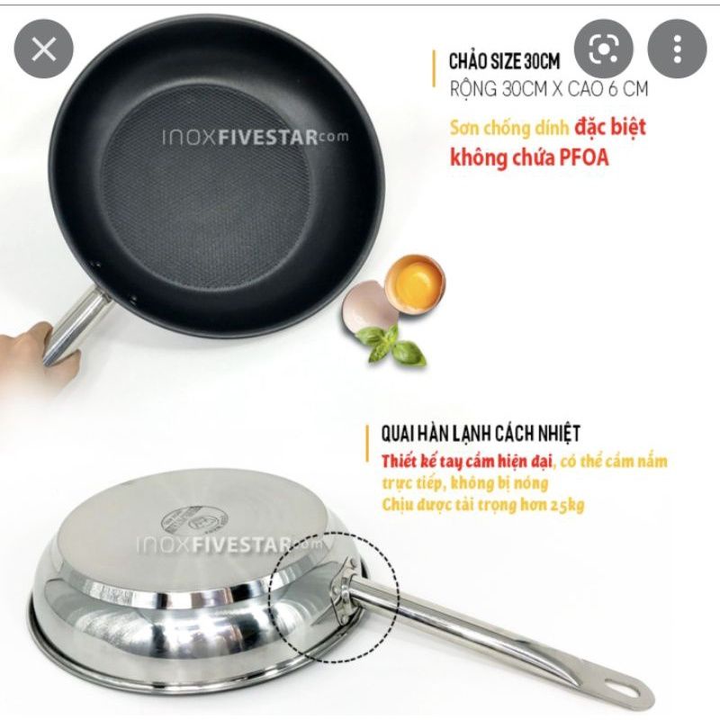 CHẢO INOX CHỐNG DÍNH FIVESTAR 30CM