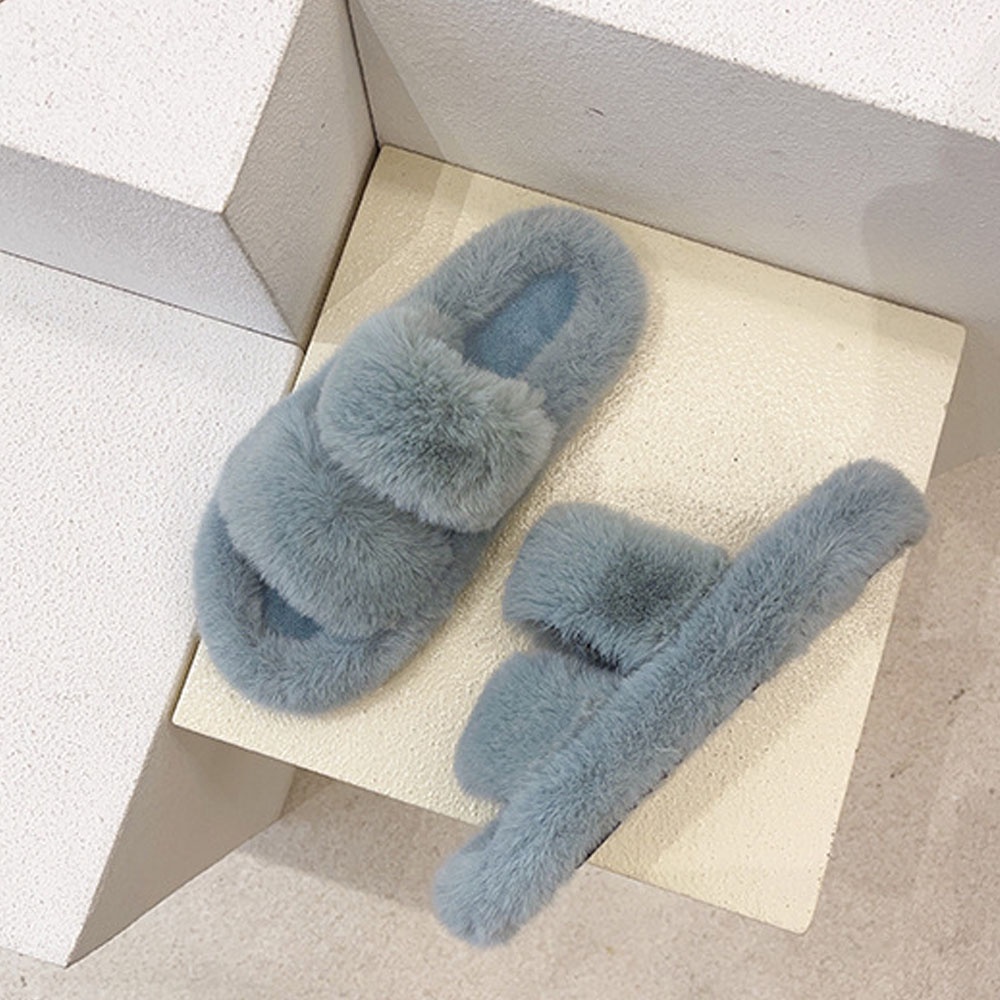 Dép lông thỏ quai ngang, siêu ấm chân, dùng đi trong văn phòng, đi trong nhà hoặc đi chơi đều xinh