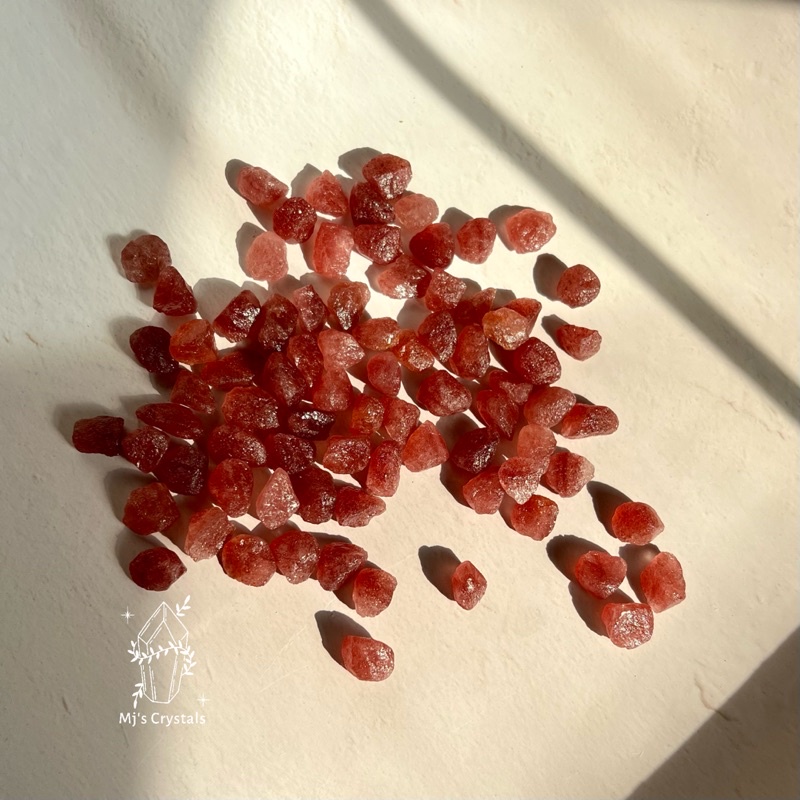 Đá thô Strawberry dâu tây hồng đỏ vip siêu đẹp, size làm handmade, reiki, thiền định