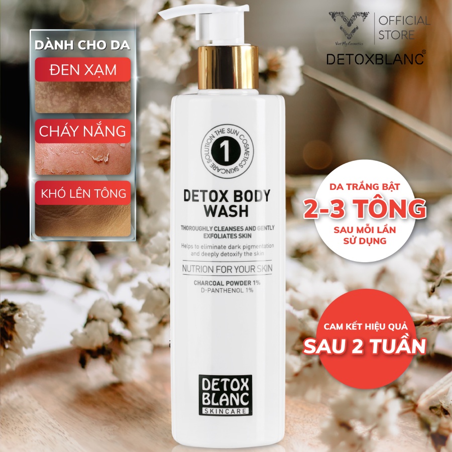 SỮA TẮM THẢI ĐỘC DETOXBLANC TRẮNG DA THAN HOẠT TÍNH 300ml - DETOX BODY WASH 300ml