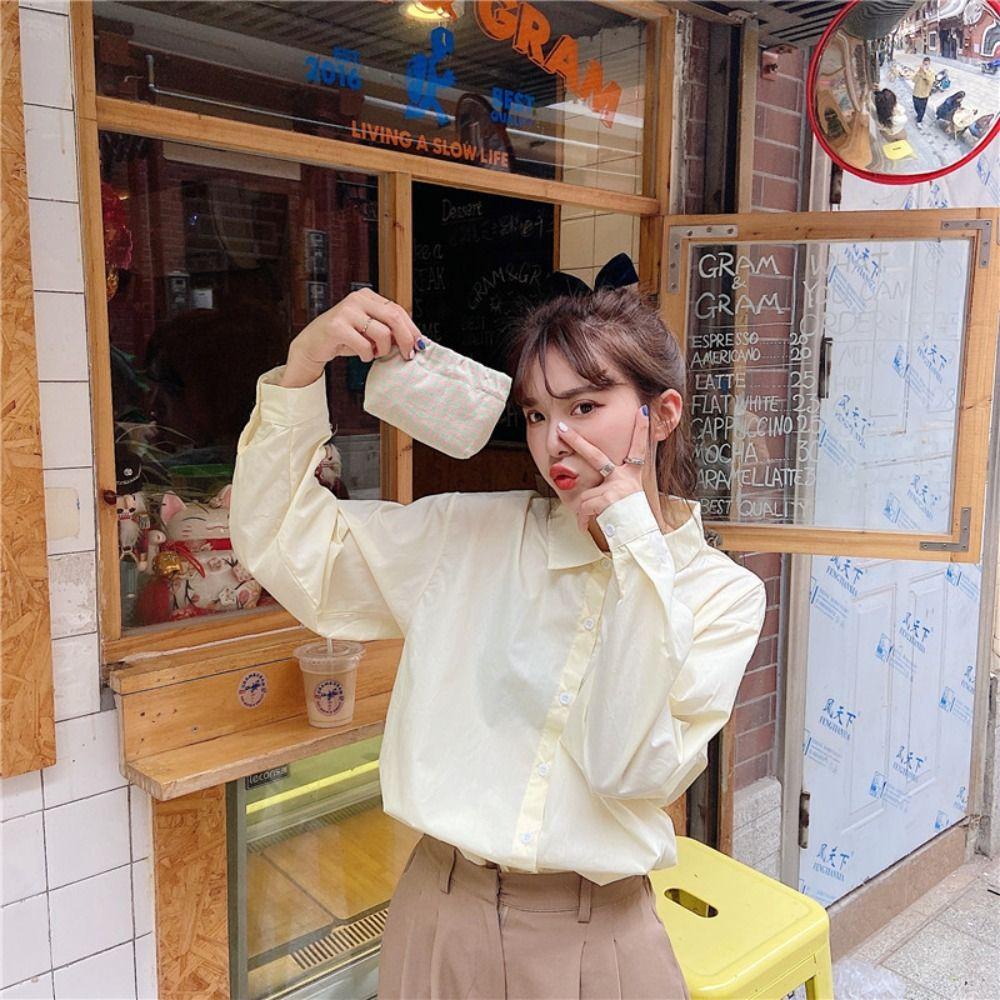 USNOW Túi Đựng Tiền Xu / Dây Cáp Dữ Liệu Tự Đóng Họa Tiết Sọc Caro Nhỏ Gọn Tiện Dụng Cho Nữ