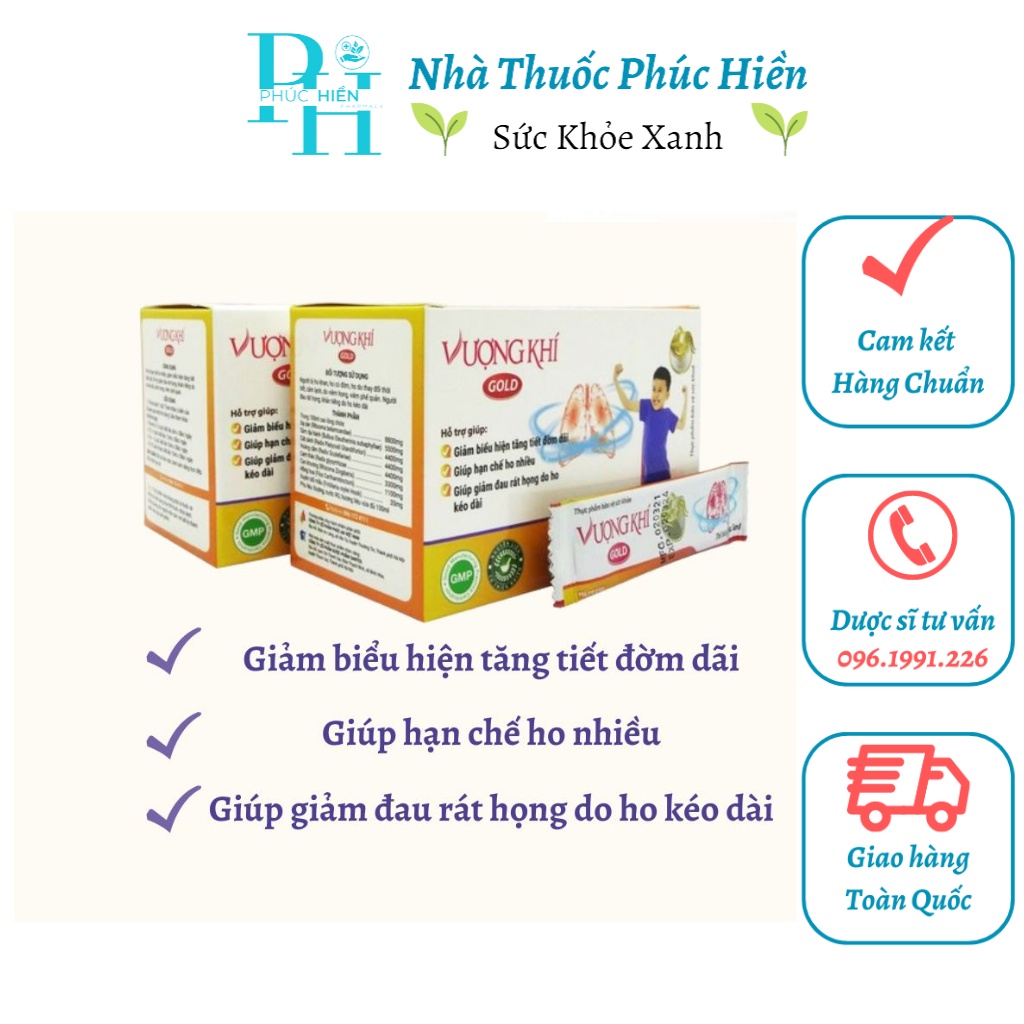 Vượng khí Gold (Hộp 18 gói - Lọ 100ml) - giảm ho - tiêu đờm - giảm dau rát họng do ho kéo dài