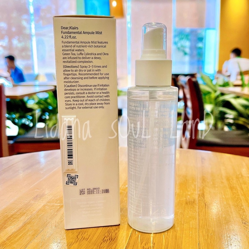 Xịt khoáng nuôi dưỡng làn da căng sáng bóng Klairs Fundamental Ampule Mist