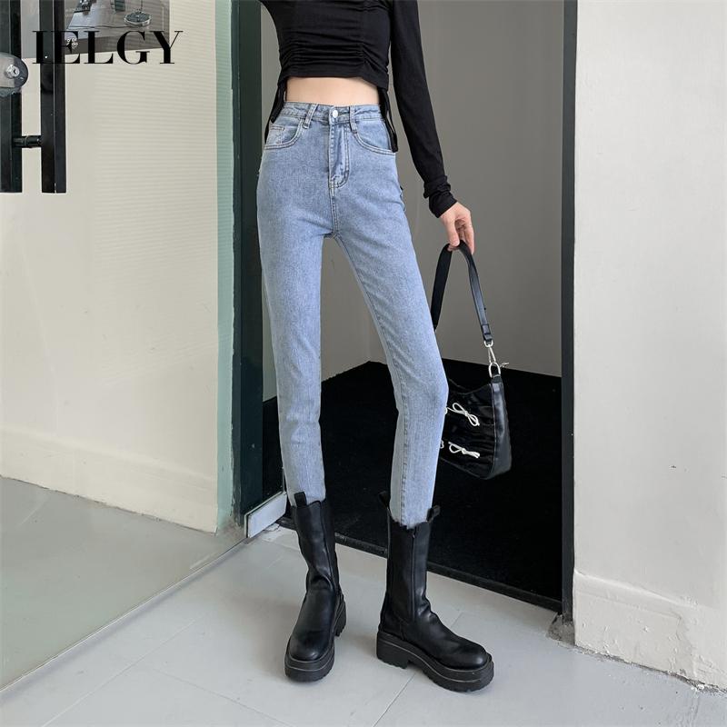 IELGY IELGY Quần jeans skinny Lưng Cao Co Giãn Phong Cách Hàn Quốc Cho Nữ