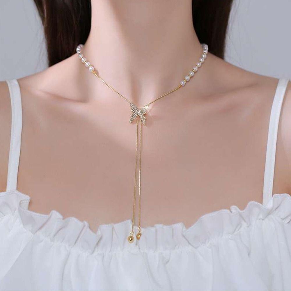 AROMA Vòng cổ Mặt Hình Bướm Đính Đá Thời Trang Cho Nữ