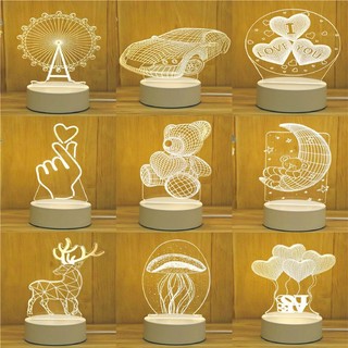 Đèn ngủ mica 3D, đèn trang trí bàn làm quà tặng, quà lưu niệm ý nghĩa có LED 3 màu điều chỉnh bằng nút cảm ứng