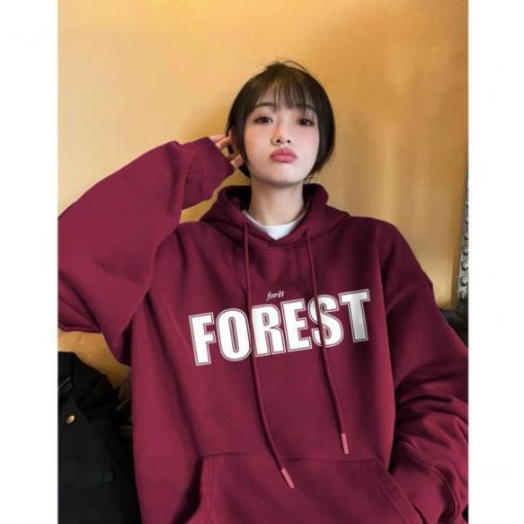 Áo hoodie FOREST MŨ 2 LỚP Chất liệu nỉ bôngform thụng nam nữ kiểu dáng unisexcó túi bụng và dây rút mũ mùa đông