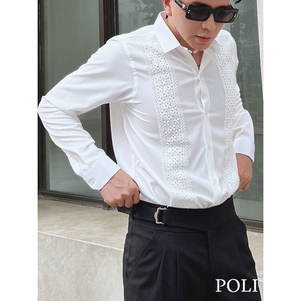 Áo sơ mi POLI thiết kế phối thêu