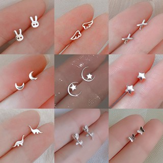 Bông Tai Mạ VàNg 14K ĐíNh Đá HìNh Ngôi Sao / MặT Trăng Xinh XắN 925