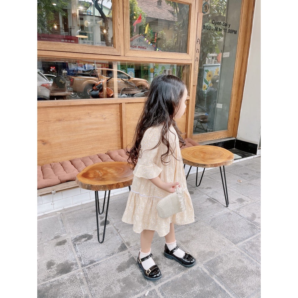 Đầm BabyDoll Bé Gái, Váy BabyDoll Bé Gái Tay Lỡ Họa Tiết Hoa Cúc Mùa Thu