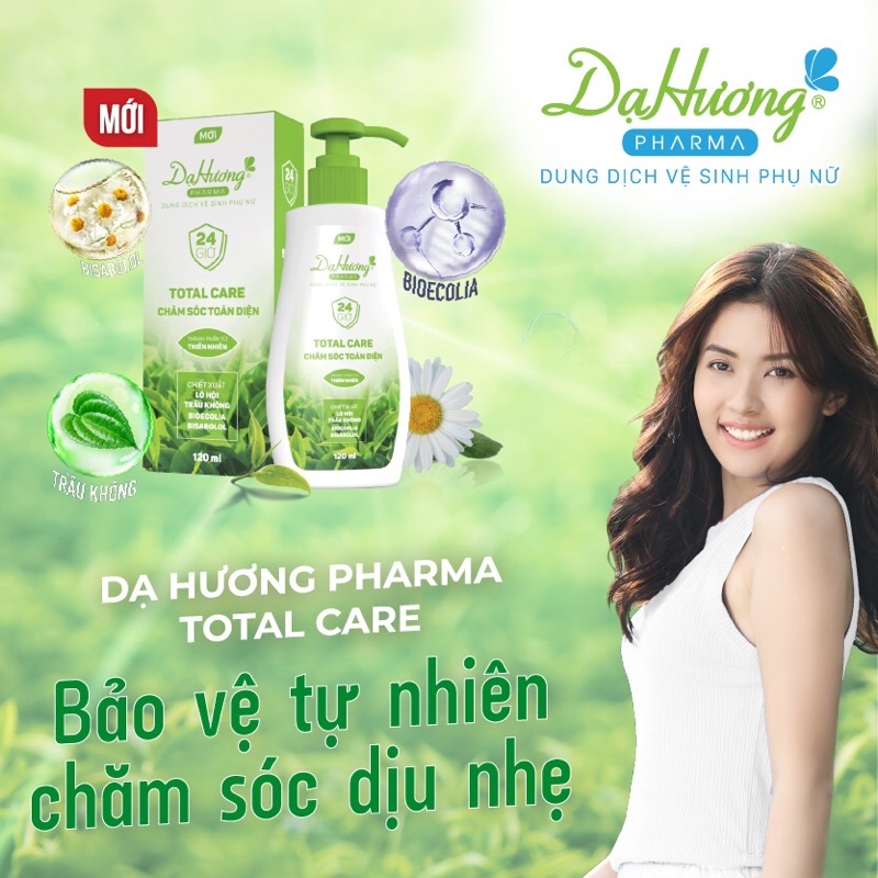 dung dịch vệ sinh phụ nữ Dạ Hương chăm sóc toàn diện Pharma total care chiết xuất lô hội, bạc hà...(hoa linh)
