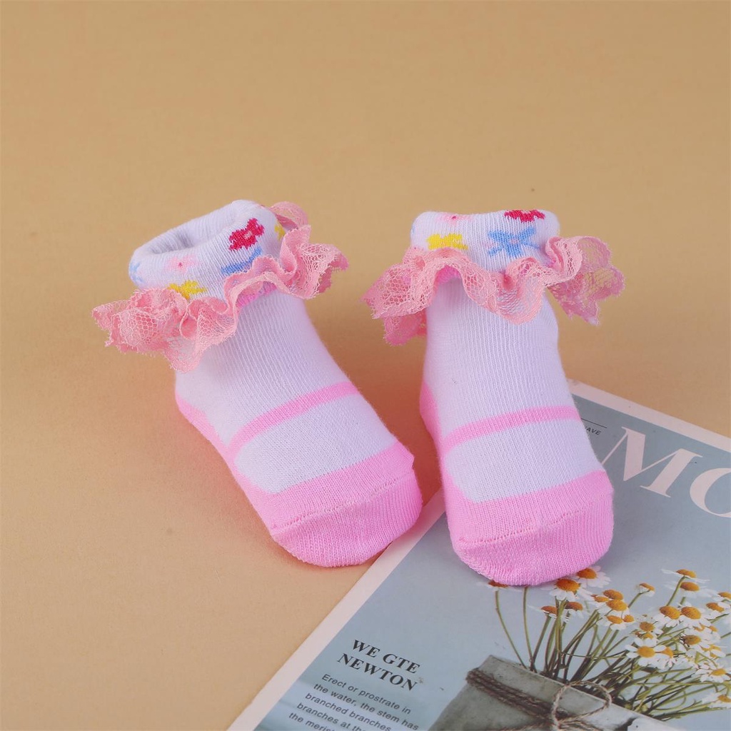 Set 6 Đôi Vớ Nhún Bèo Nhiều Màu Bằng Cotton Dành Cho Bé Gái Sơ Sinh / Bé Gái / Bé Gái Mới Biết Đi / Bé Gái