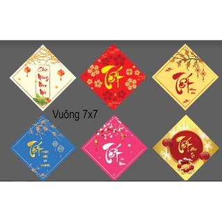 Tem tết dán hộp đựng, túi đựng 7x7