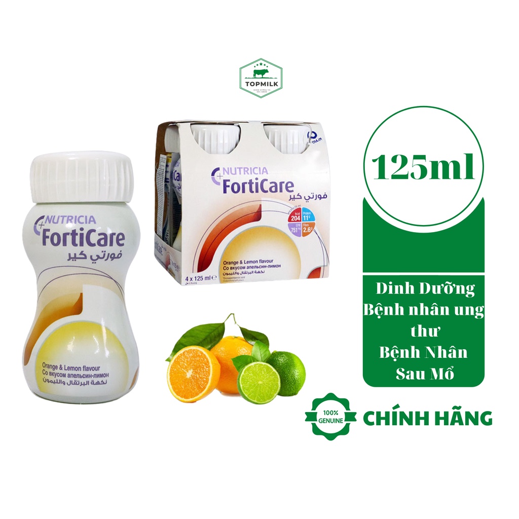 Sữa Forticare 125ml 1 lốc 4 chai cho Bệnh Nhân Ung Thư vị capuchino,cam chanh