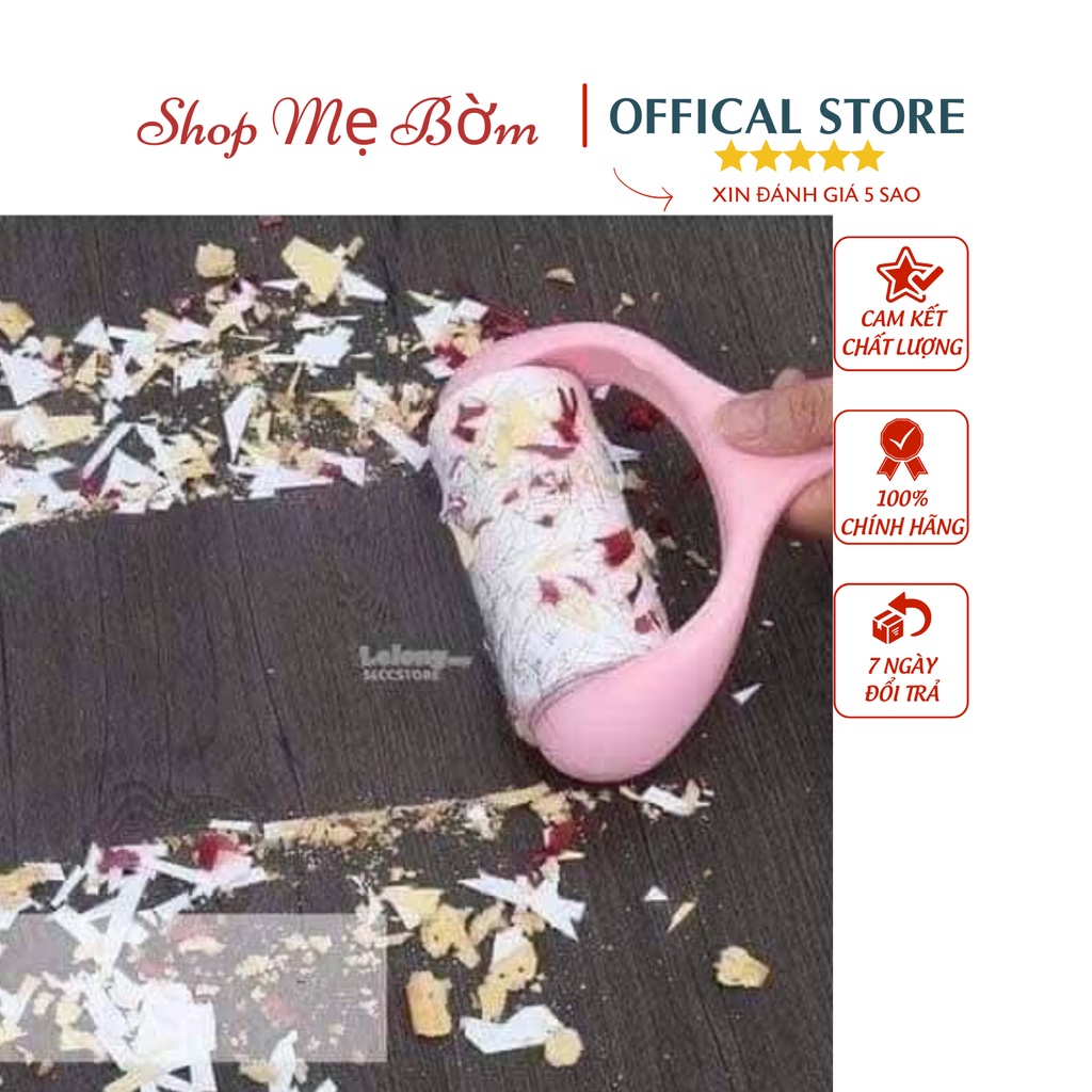 Cây lăn bụi quần áo, chăn màn, lông chó mèo 16cm - sử dụng lõi giấy dạng con lăn bụi, dùng để lăn dính, xé từng lớp
