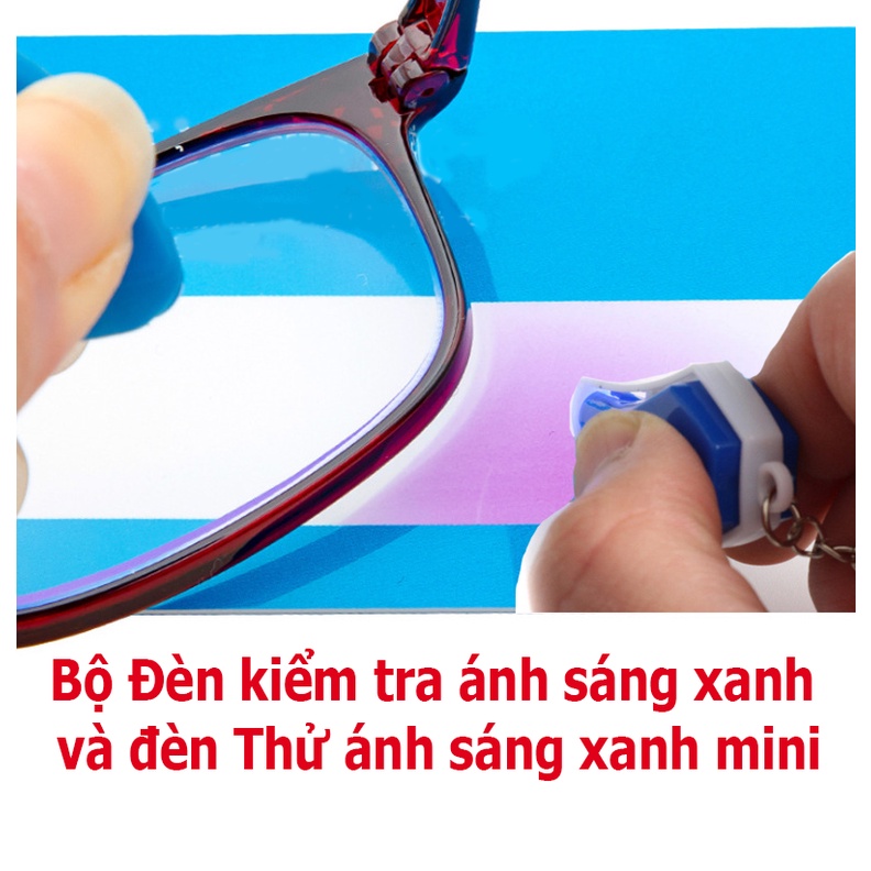 Bộ Đèn kiểm tra Ánh sáng xanh kèm thẻ test Cho Mắt Kính, Kiểm tra tiền giả  tiện lợi có khoen làm móc khoá tiện lợi