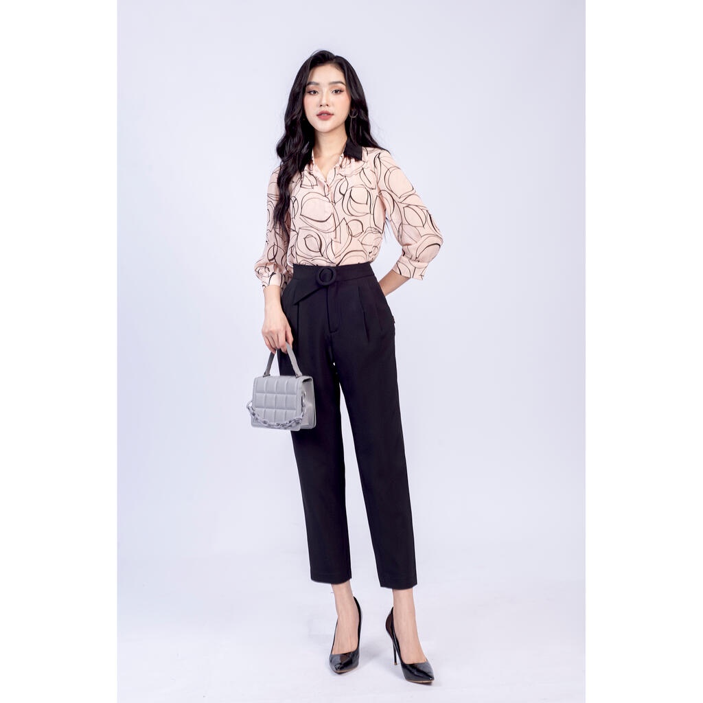 Quần baggy đai kẹp khuyên tròn trang trí MMOutfit M-QU061121082