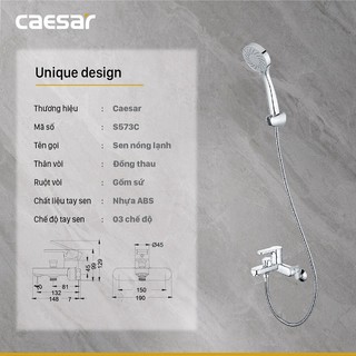Vòi Sen Tắm CAESAR S573C 3 Chế Độ