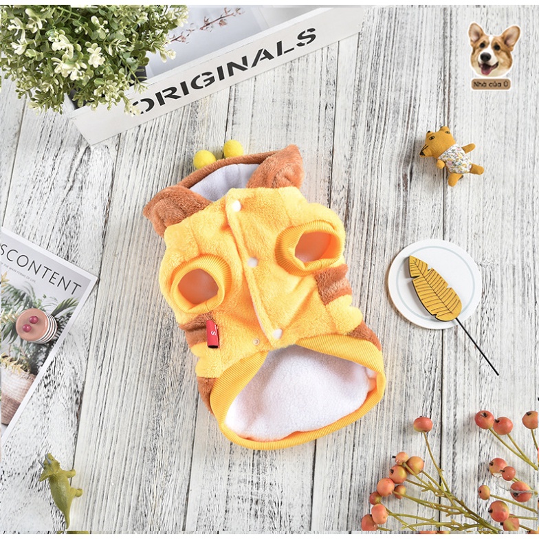 Áo Cho Chó To - Áo Thu Đông Cho Corgi, Samoyed, Golden chất Nhung Bông Hình Con Ong