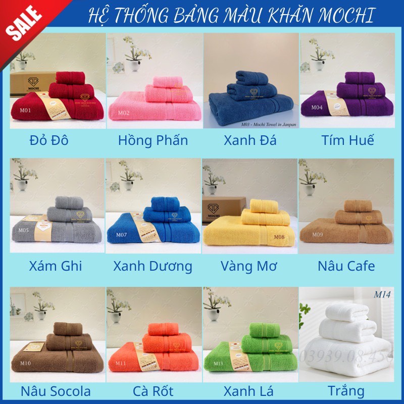 Khăn Mặt 30x50cm MOCHI 100% Cotton Siêu Thấm Hút, Không Sổ Lông, Không Phai Màu Dùng Cho Gia Đình Và Khách Sạn