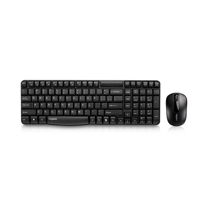 Bộ Bàn phím Chuột Không dây Rapoo X1800S đen (USB), Fullsize nhỏ gọn, Hàng chính hãng - Bảo hành 24 tháng